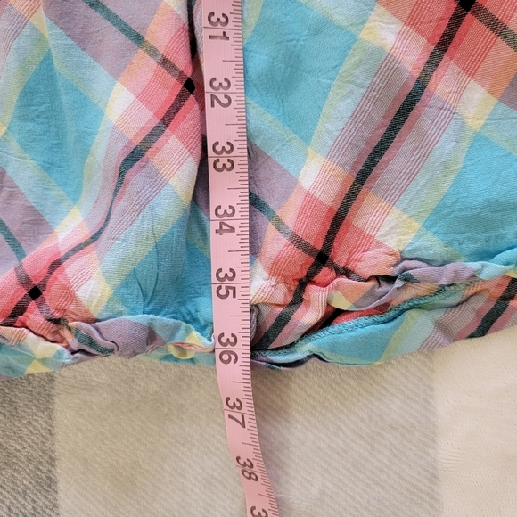 Kensie Blue Pink Plaid Ruffled Sleeveless Sundress V Neck Fit Flare Size Small - Picture 12 of 12